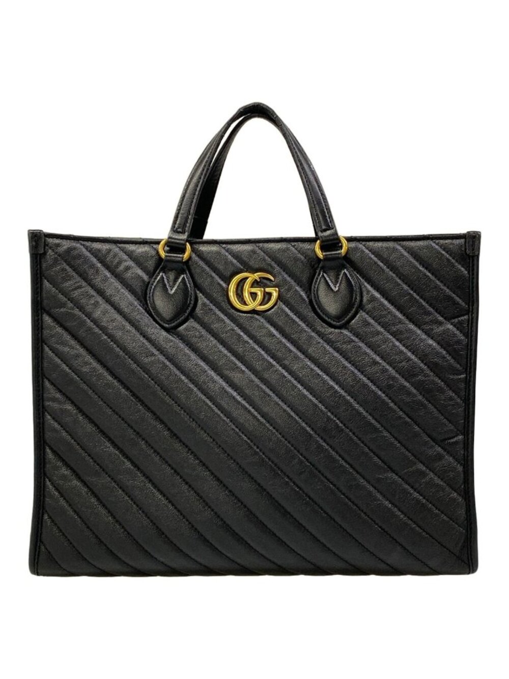 Gucci Tote Bag GG Marmont Black Leather